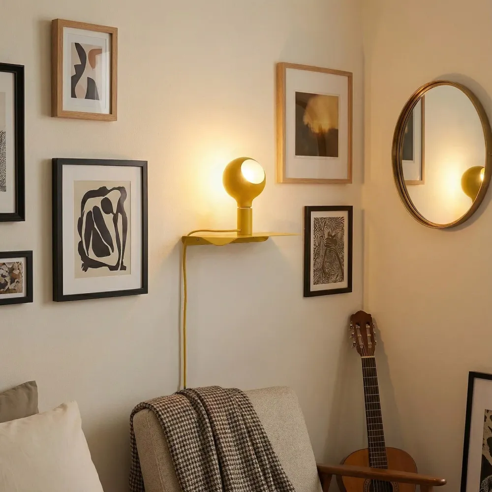 Combo Camo - Lamp met plank en UK Stekker - Geel