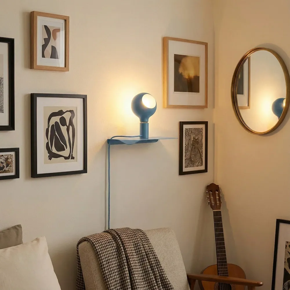 Combo Camo - Lamp met plank en UK-stekker - Blauw