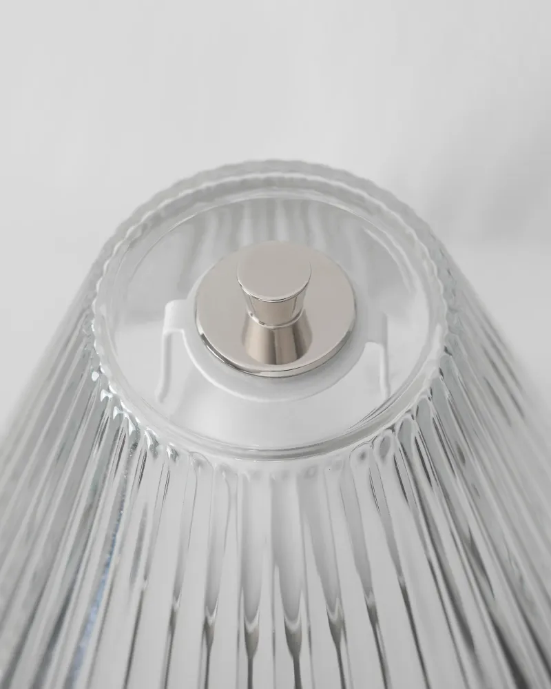 Cotswold Wandlamp Geribbeld Glas - Gepolijst Nikkel