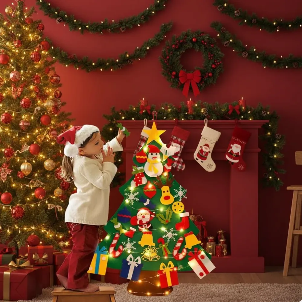 FILZTWINKLE – Interactieve vilten wandboom met LED-lichtjes en meer dan 30 ornamenten Cozey Maison