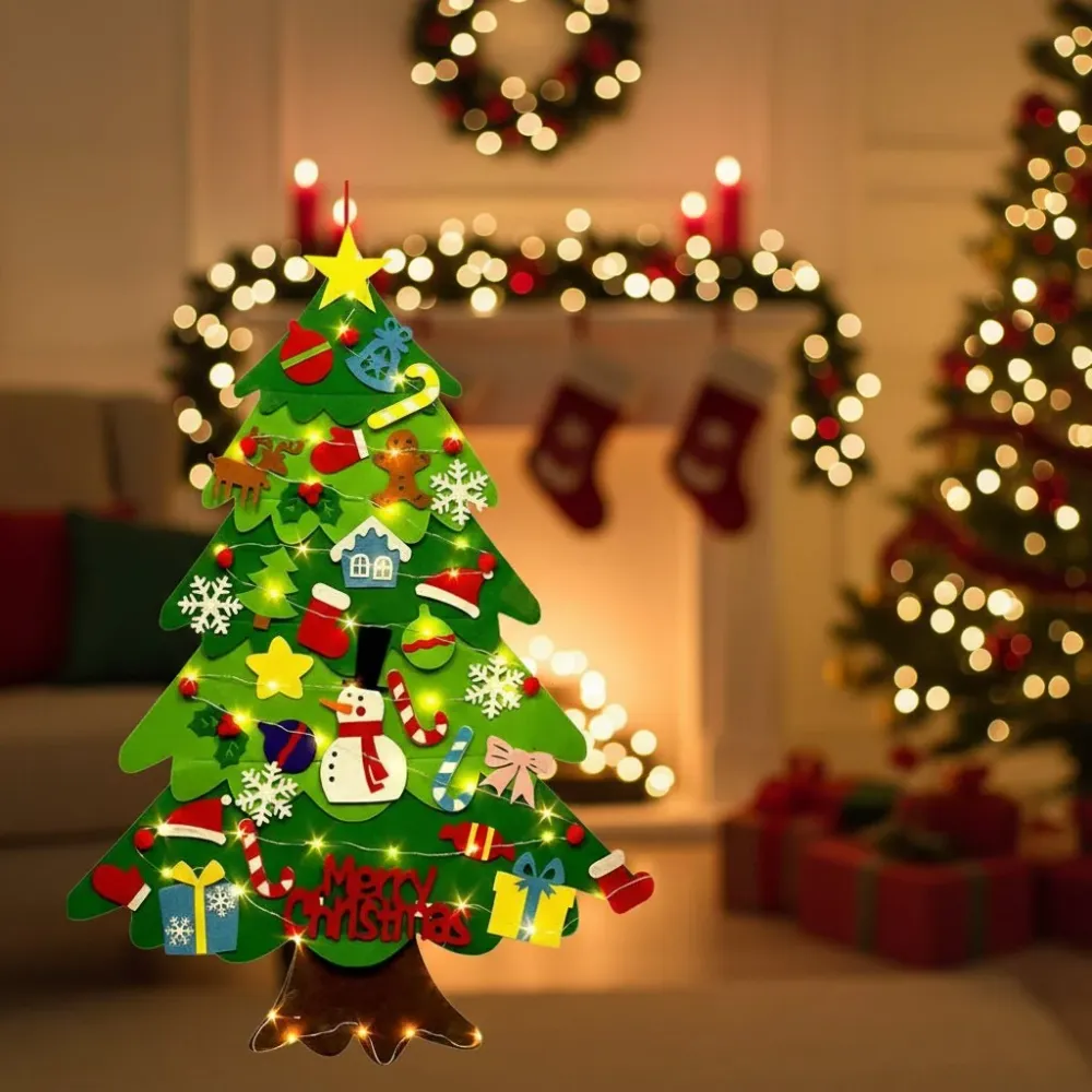 FILZTWINKLE – Interactieve vilten wandboom met LED-lichtjes en meer dan 30 ornamenten Cozey Maison