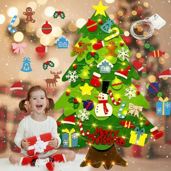FILZTWINKLE – Interactieve vilten wandboom met LED-lichtjes en meer dan 30 ornamenten Cozey Maison