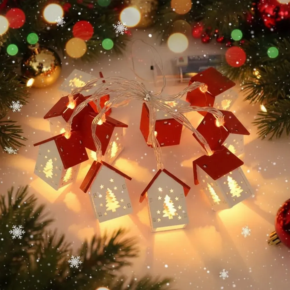 GLIMMERGABLE – Houten LED-huislamp met warmwit licht voor feestelijke accenten Cozey Maison