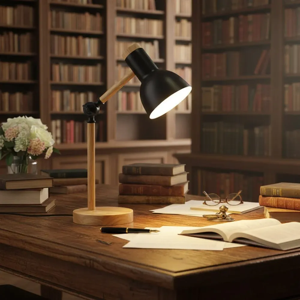 LUMOWOOD Bureaulamp – Verstelbare houten tafellamp Scandinavische stijl voor stijlvolle verlichting Cozey Maison