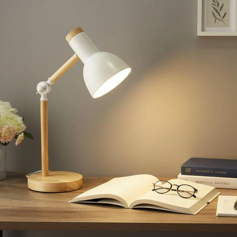 LUMOWOOD Bureaulamp – Verstelbare houten tafellamp Scandinavische stijl voor stijlvolle verlichting Cozey Maison
