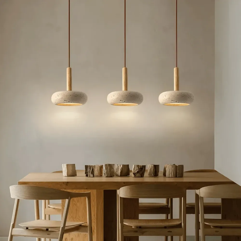 TRANQUILHALO – Retro LED plafondlamp van hout en steen voor een rustige sfeer Cozey Maison