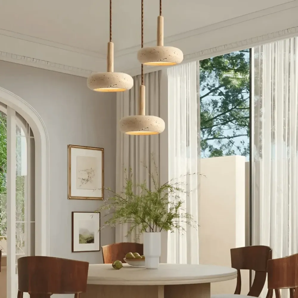 TRANQUILHALO – Retro LED plafondlamp van hout en steen voor een rustige sfeer Cozey Maison