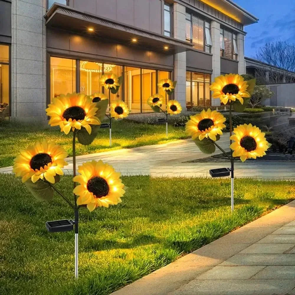 Waterdichte solarlamp zonnebloemmodel voor tuin en buitenruimtes – automatische verlichting Cozey Maison