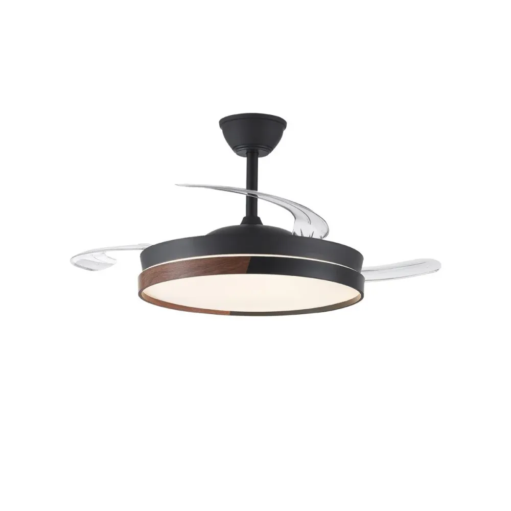 CristalRecord plafondventilator Ecoro - 1 lichts - 106 x 42 cm - zwart hout