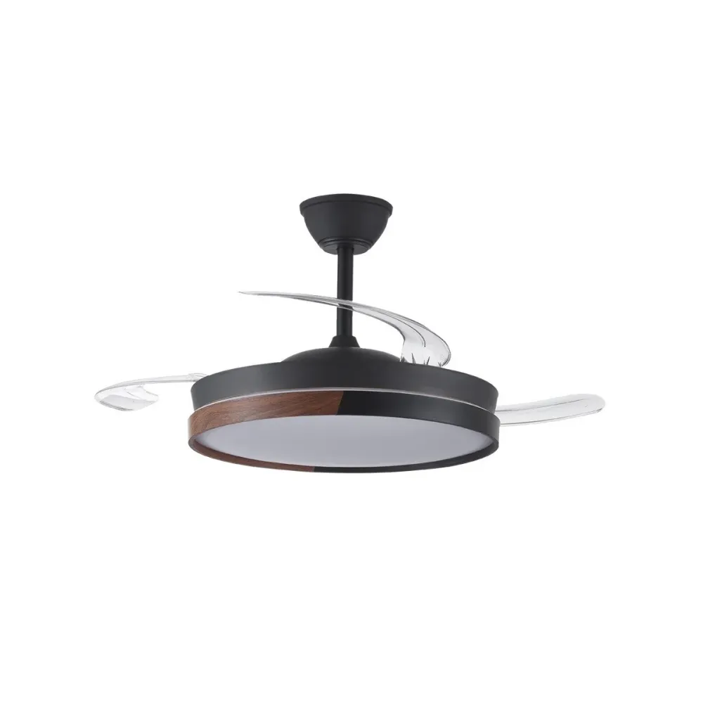 CristalRecord plafondventilator Ecoro - 1 lichts - 106 x 42 cm - zwart hout