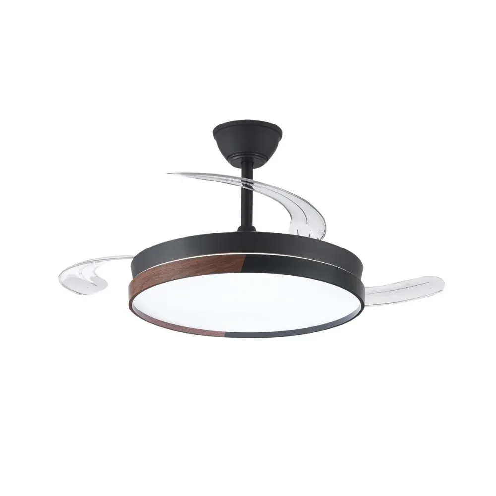 CristalRecord plafondventilator Ecoro - 1 lichts - 106 x 42 cm - zwart hout