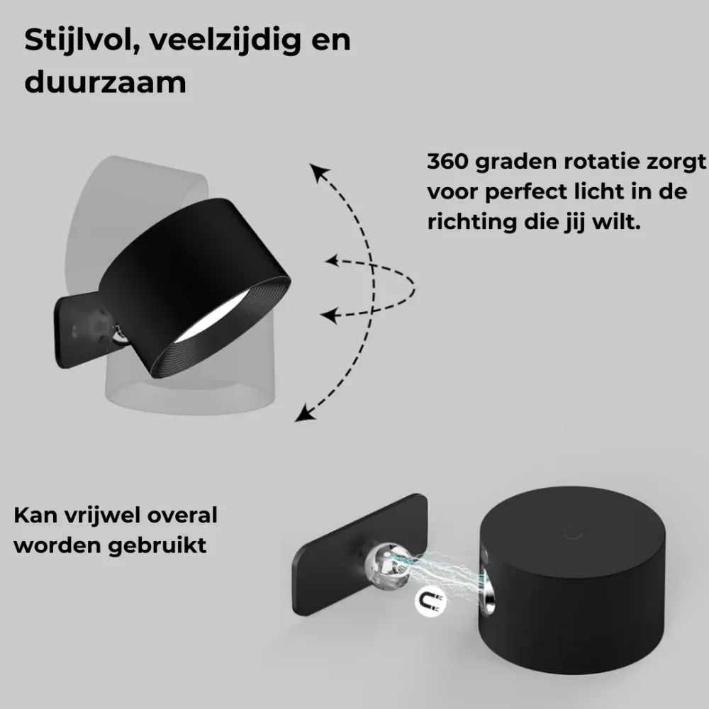 Draadloze 360° Oplaadbare LED Wandlamp