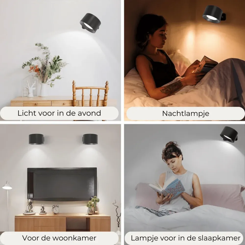 Draadloze 360° Oplaadbare LED Wandlamp