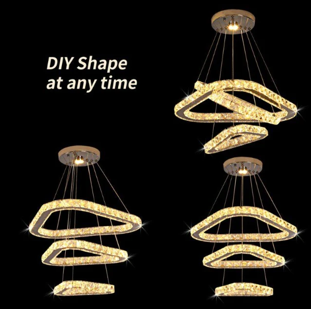 3 Driehoek Kristallen Kroonluchter - Crystal Led Lamp - Woonkamerlamp - Moderne lamp - Hanglamp - Plafondlamp - Plafoniere