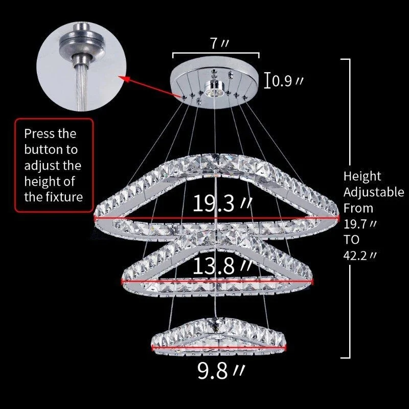 3 Driehoek Kristallen Kroonluchter - Crystal Led Lamp - Woonkamerlamp - Moderne lamp - Hanglamp - Plafondlamp - Plafoniere