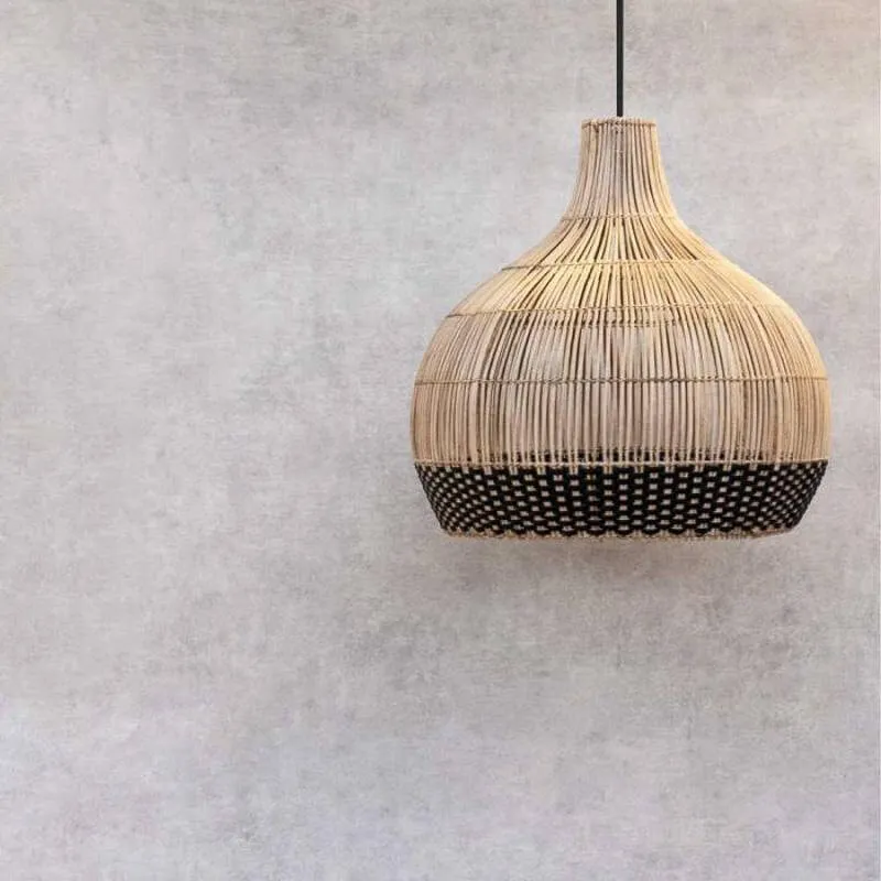 Rotan hanglamp Lex zwart Earthware