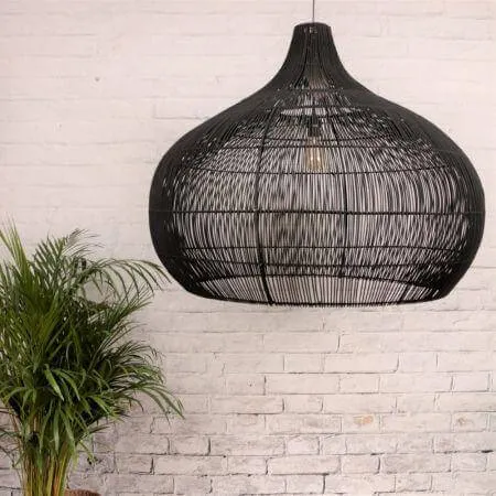Rotan hanglamp Max zwart Earthware