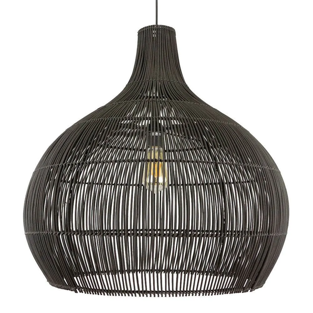 Rotan hanglamp Max zwart Earthware
