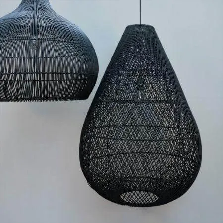 Rotan hanglamp Max zwart Earthware