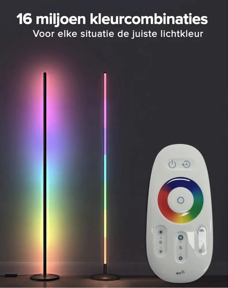 Realight RGB LED Vloerlamp 146cm dimbaar Inclusief Afstandsbediening Wit Eastline International B.V.