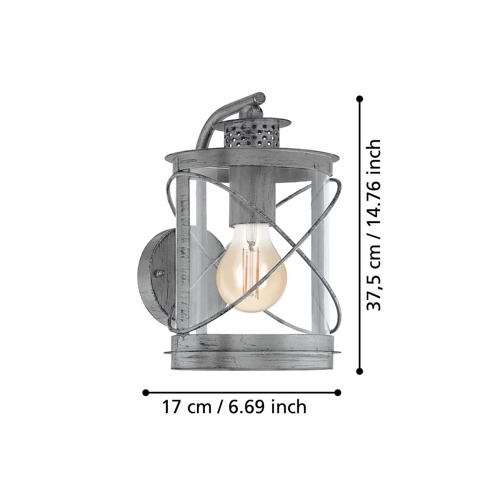 ARBOTANTE TIPO FAROL PLATA ANTIGUO E27 (NO INCLUIDA) IP44 HILBURN 1 EGLO