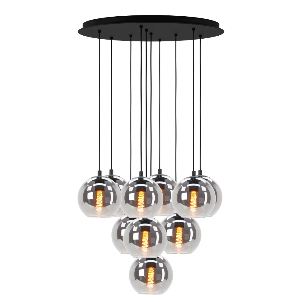 EGLO hanglamp Ariscani - ø 65,5 cm - smoke glas - zwart