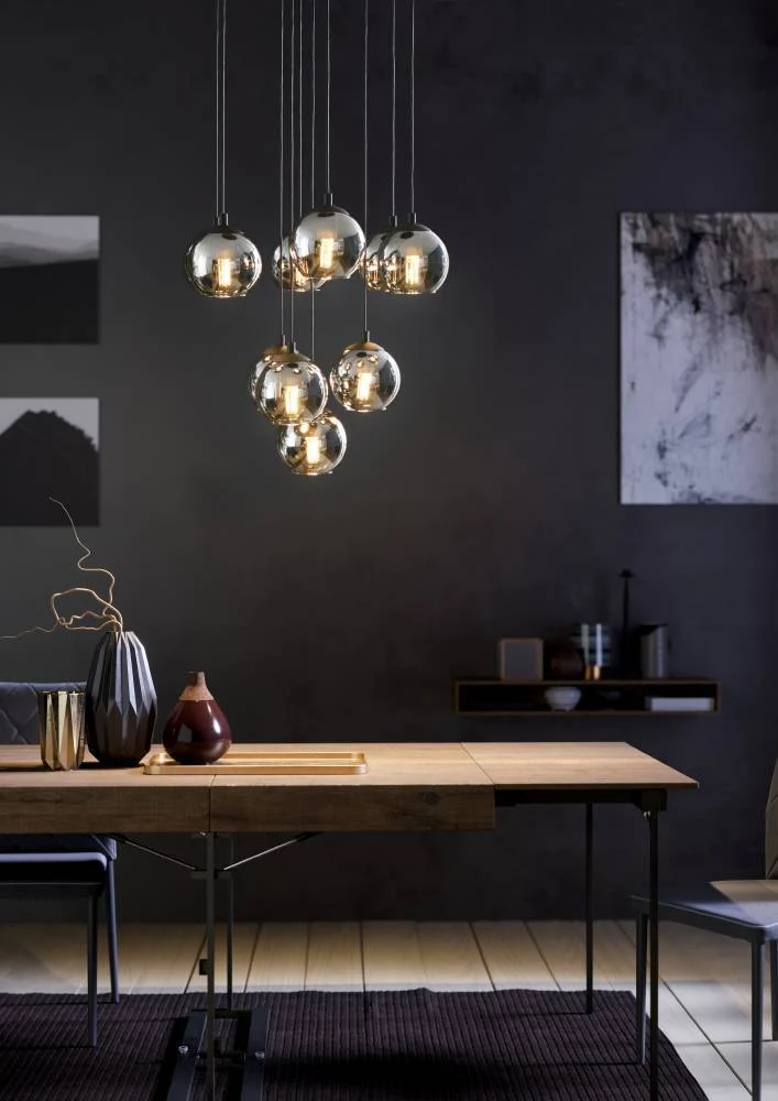 EGLO hanglamp Ariscani - ø 65,5 cm - smoke glas - zwart