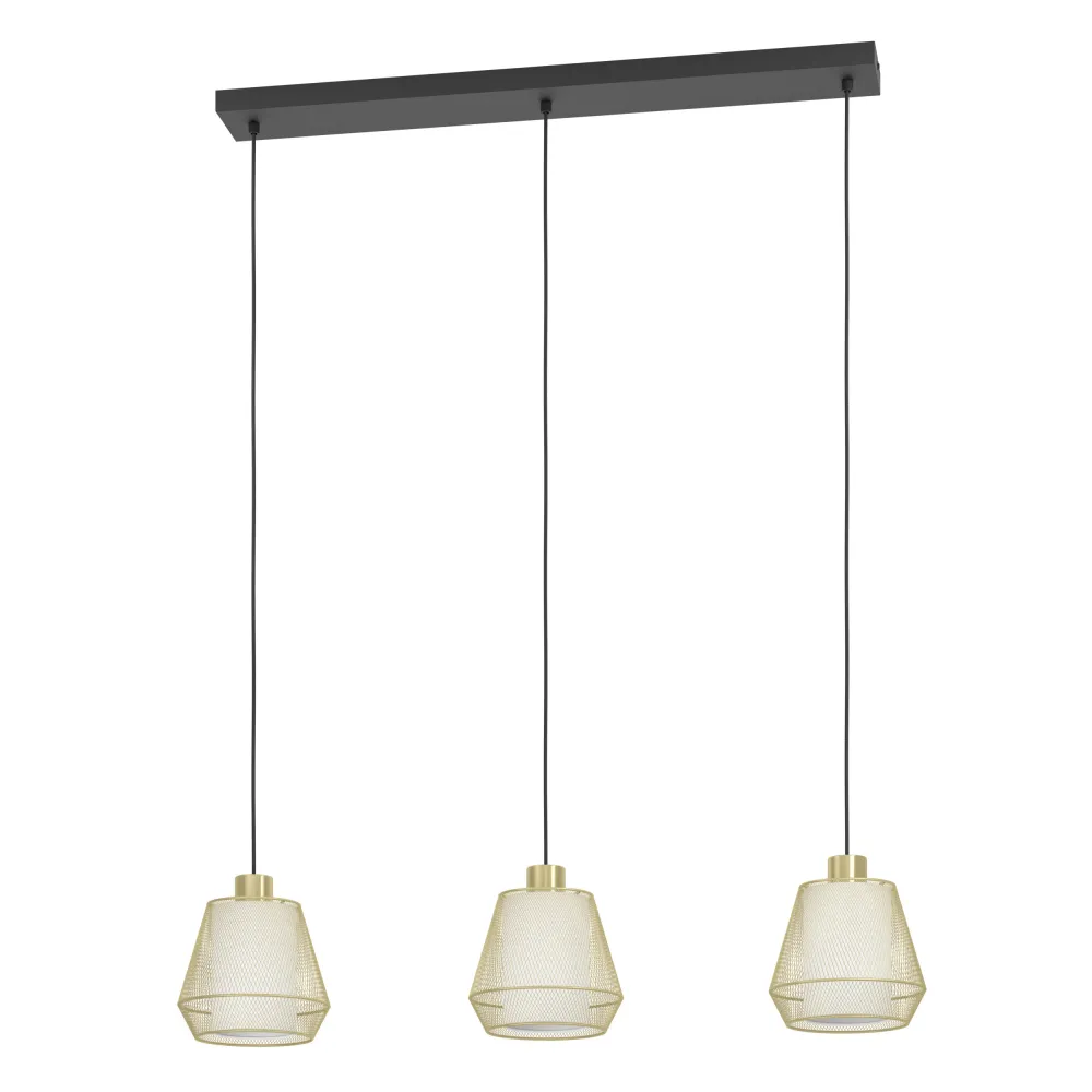 EGLO hanglamp Ciudadela - e27 - 88 cm - zwart/goud/wit - textiel