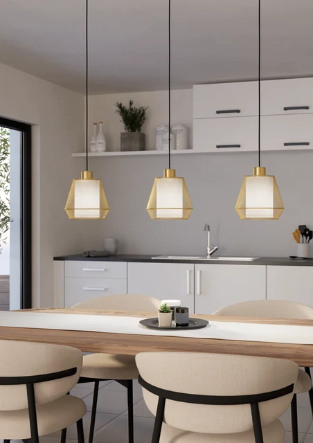 EGLO hanglamp Ciudadela - e27 - 88 cm - zwart/goud/wit - textiel