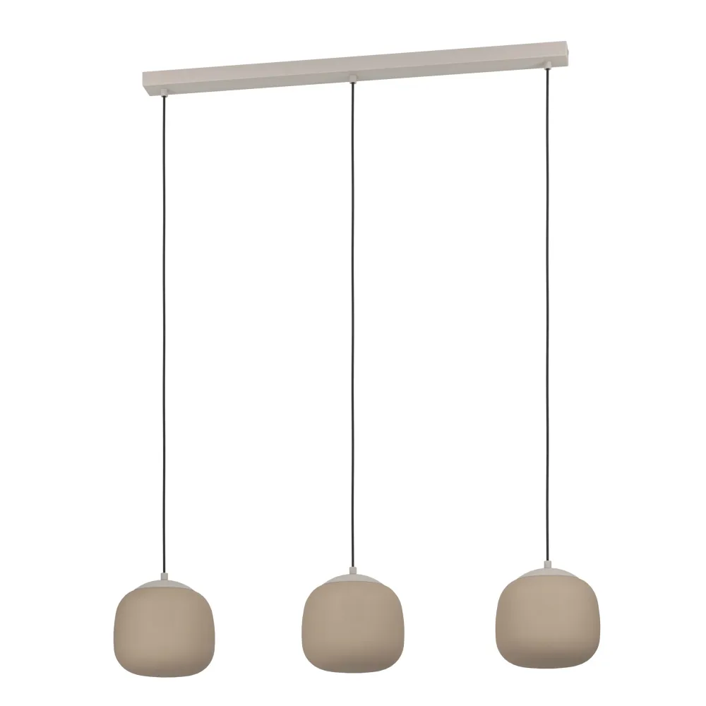 EGLO hanglamp Cominio - e27 - 88,5 cm - zandkleurig/taupe - glas