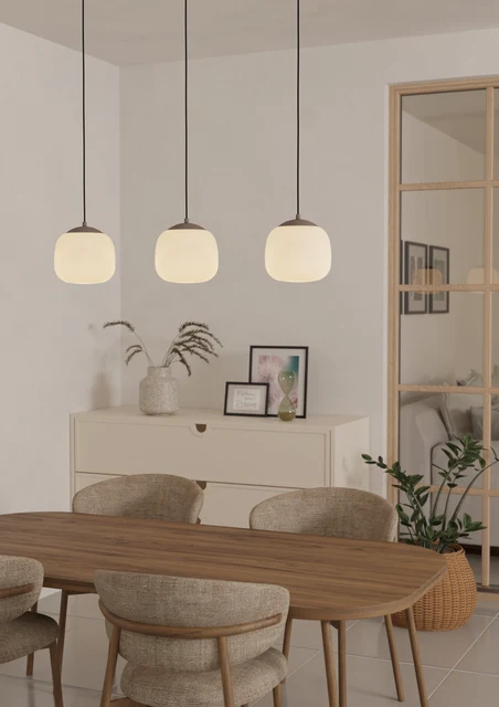 EGLO hanglamp Cominio - e27 - 88,5 cm - zandkleurig/taupe - glas