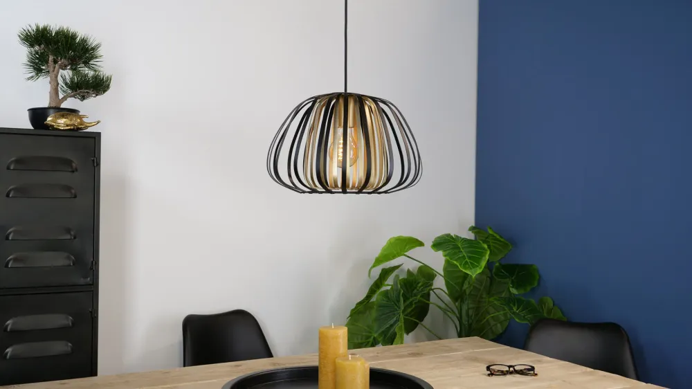 EGLO hanglamp Encinitos - e27 - ø 37,5 cm - zwart/goud