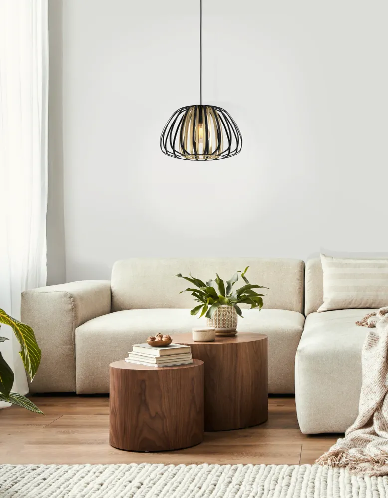 EGLO hanglamp Encinitos - e27 - ø 37,5 cm - zwart/goud