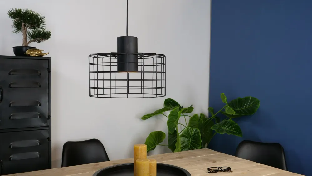 EGLO hanglamp Milligan - e27 - industrieel - ø 38 cm - zwart/wit