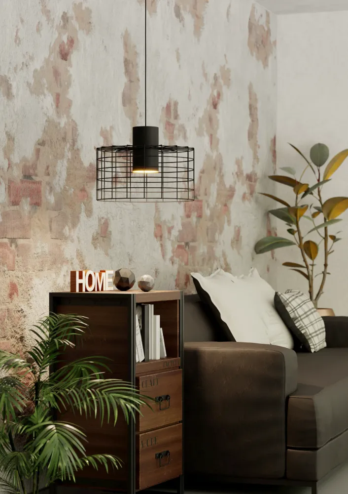 EGLO hanglamp Milligan - e27 - industrieel - ø 38 cm - zwart/wit