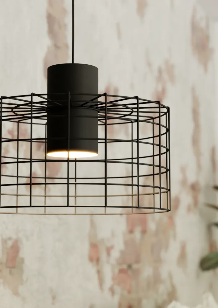 EGLO hanglamp Milligan - e27 - industrieel - ø 38 cm - zwart/wit