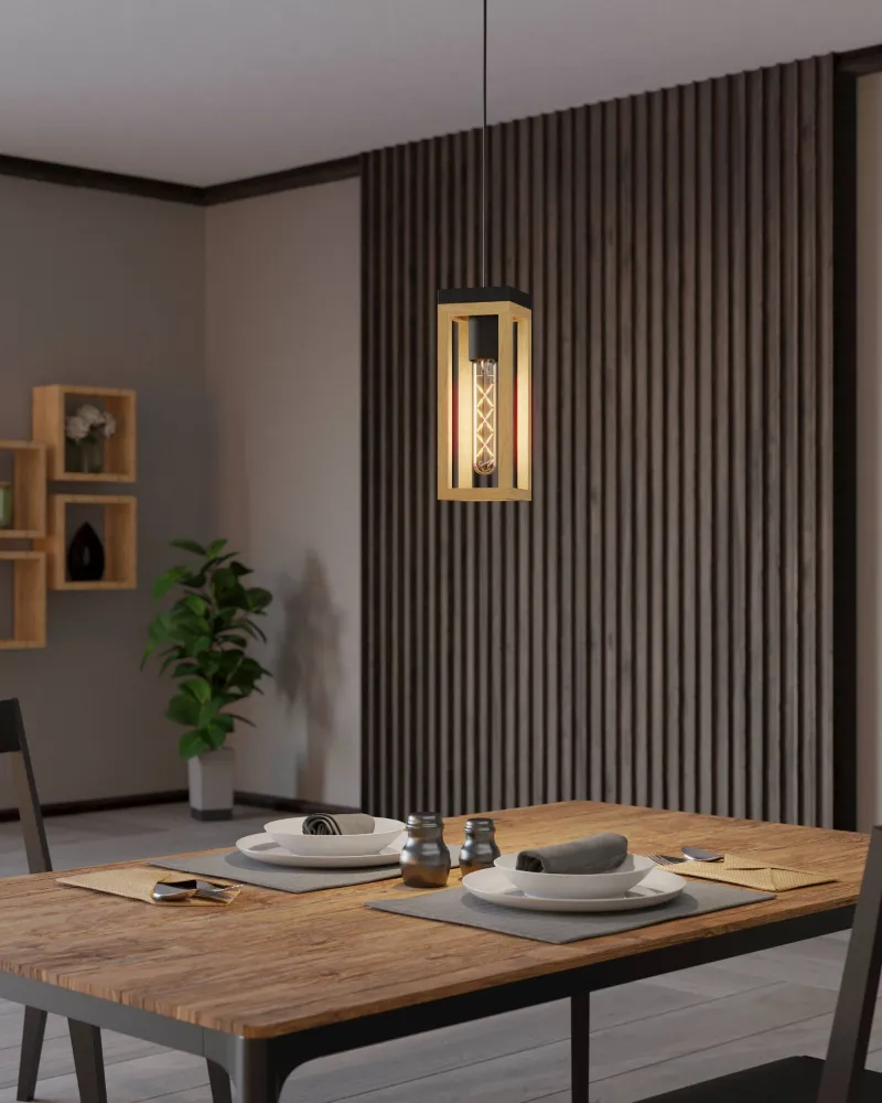 EGLO hanglamp Nafferton - e27 - 10 cm - zwart/bruin