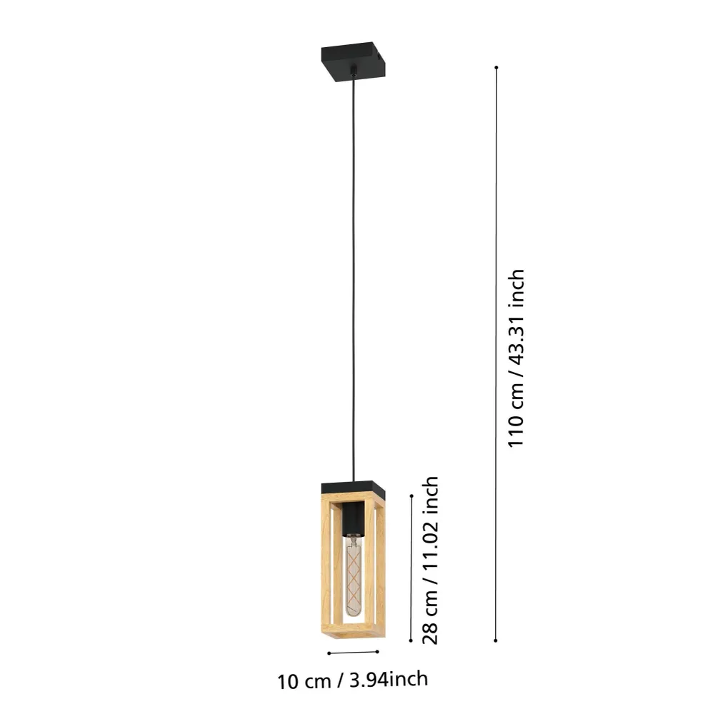 EGLO hanglamp Nafferton - e27 - 10 cm - zwart/bruin