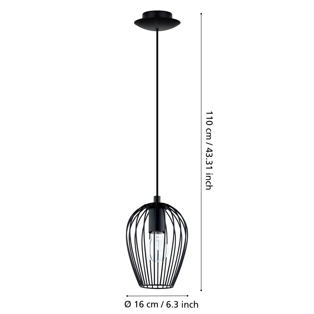 EGLO hanglamp Newtown - e27 - ø 16 cm - zwart