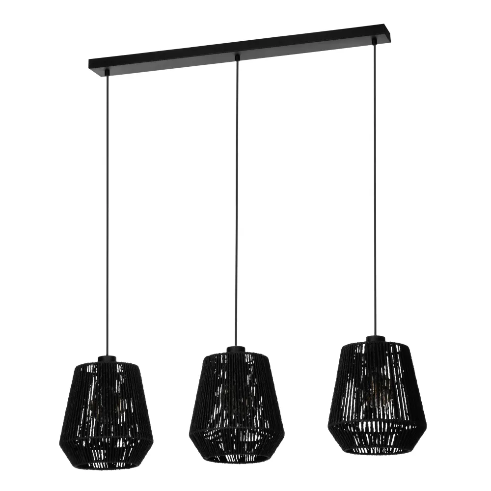 EGLO hanglamp Persley - e27 - papier/staal - zwart