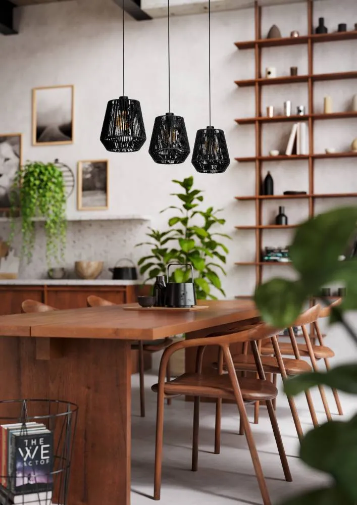 EGLO hanglamp Persley - e27 - papier/staal - zwart