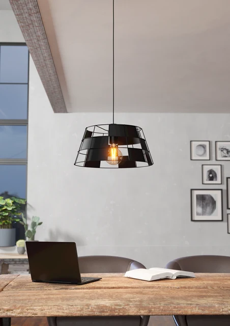 EGLO hanglamp Pontefract - e27 - ø 42 cm - zwart - staal