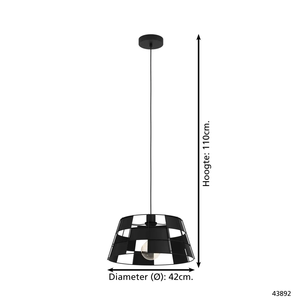 EGLO hanglamp Pontefract - e27 - ø 42 cm - zwart - staal