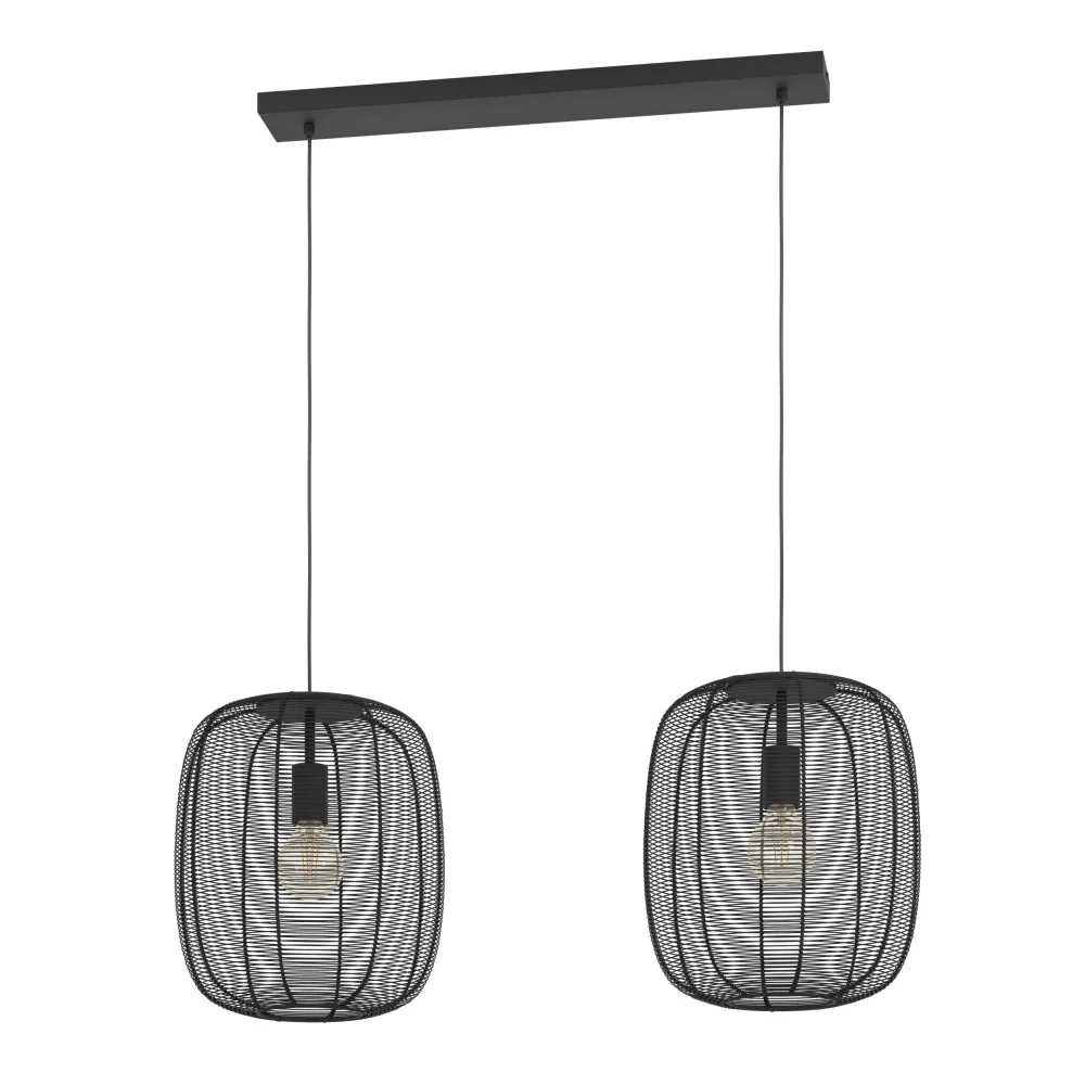 EGLO hanglamp Rinroe - e27 - 90 cm - zwart - staal