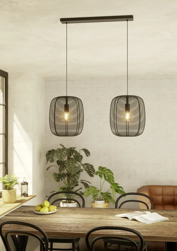EGLO hanglamp Rinroe - e27 - 90 cm - zwart - staal