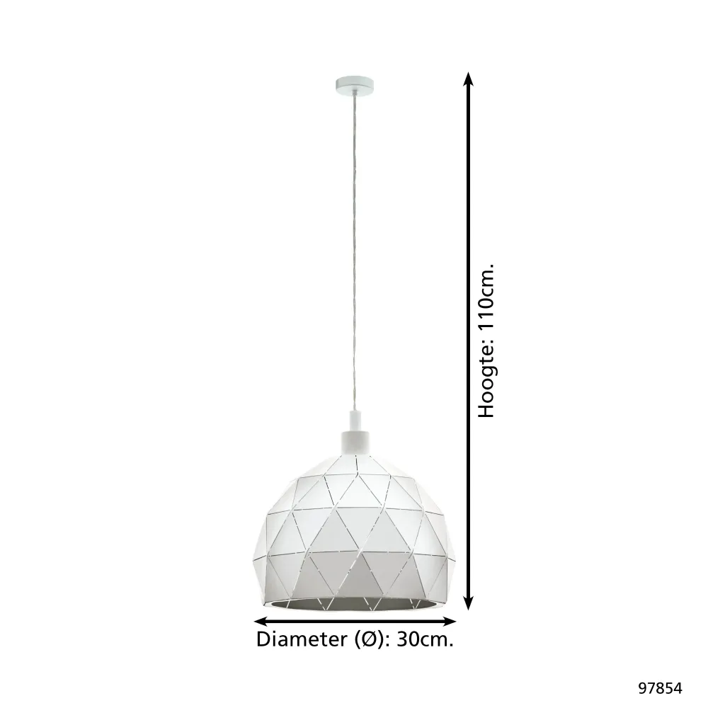 EGLO hanglamp Roccaforte - e27 - ø 30 cm - wit