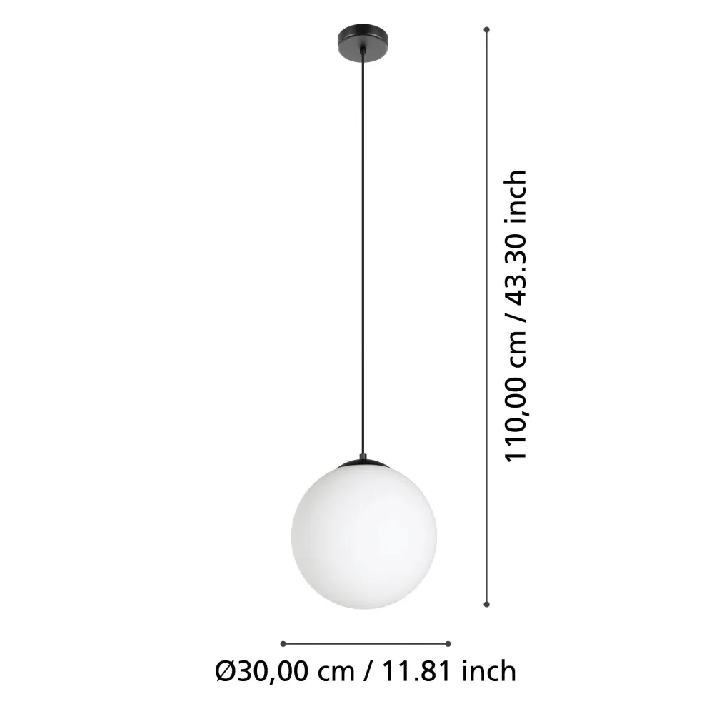EGLO hanglamp Rondo 3 - e27 - ø 30 cm - zwart/wit
