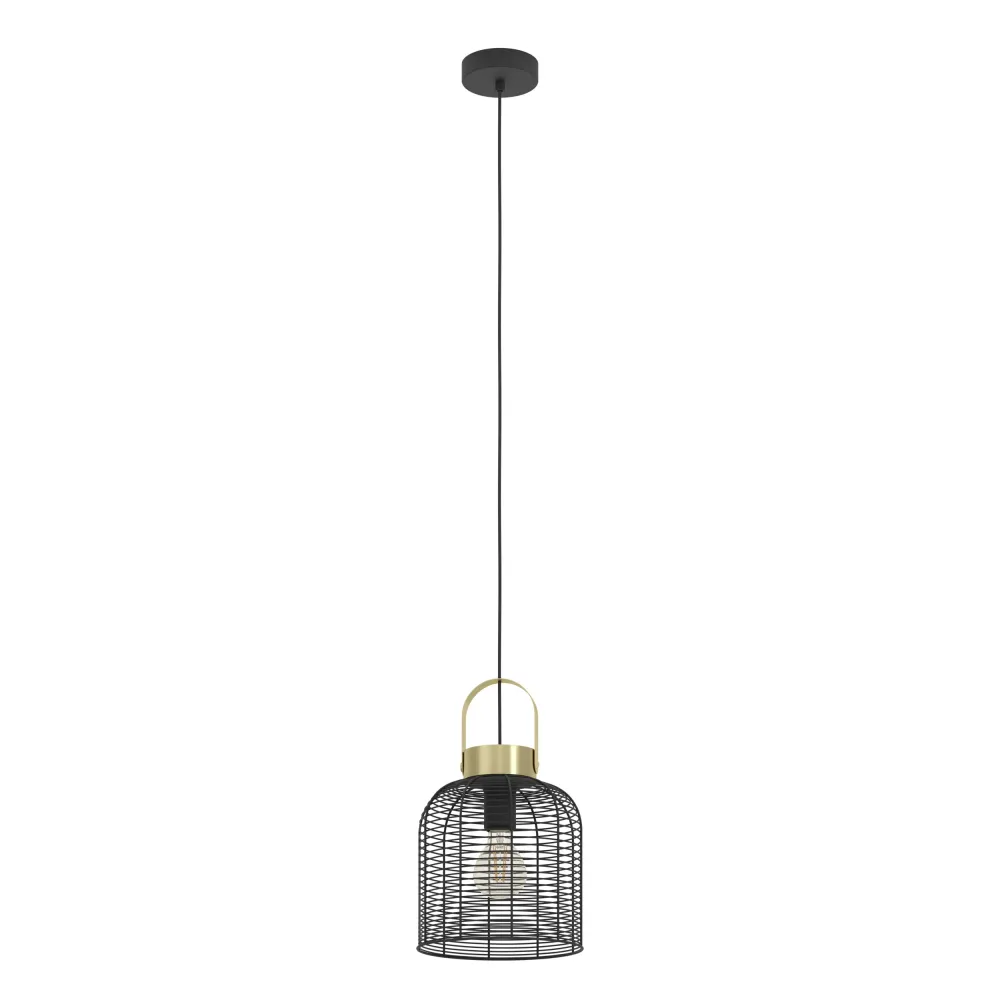 EGLO hanglamp Roundham - e27 - ø 22 cm - zwart/goud - staal
