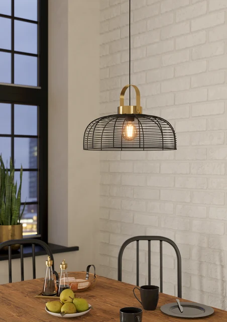 EGLO hanglamp Roundham - e27 - ø 45 cm - zwart/goud - staal