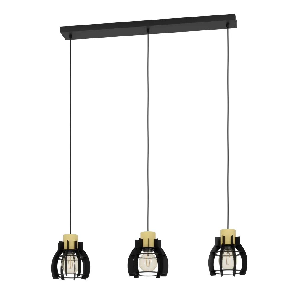 EGLO hanglamp Stillington 1 - e27 - 88 cm - zwart/bruin - hout/staal